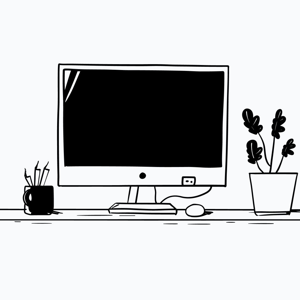 Professional workspace with computer and plant